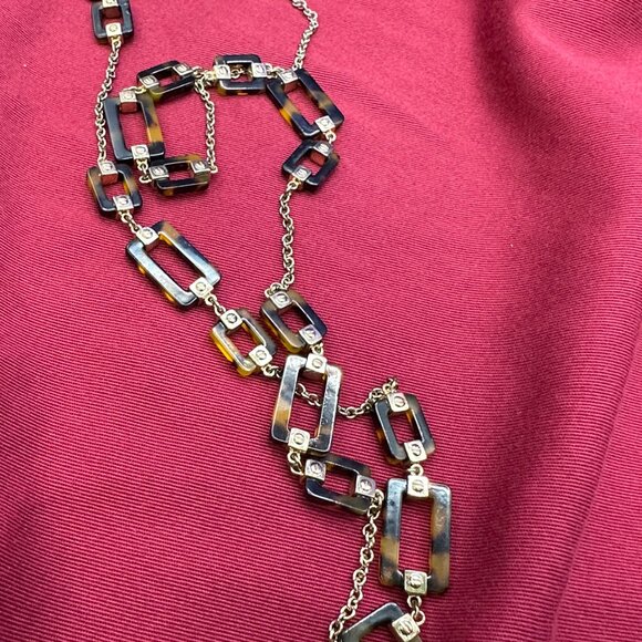 Ralph Lauren Tortoise and Silver Chain Necklace - Picture 2 of 14